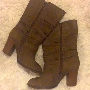 Taupe Cowboy Apt 9 zip up boots with wedge